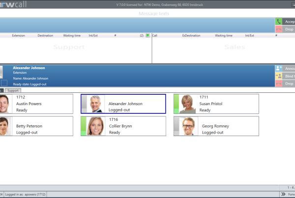 Contact center interface with group affiliation and member status display