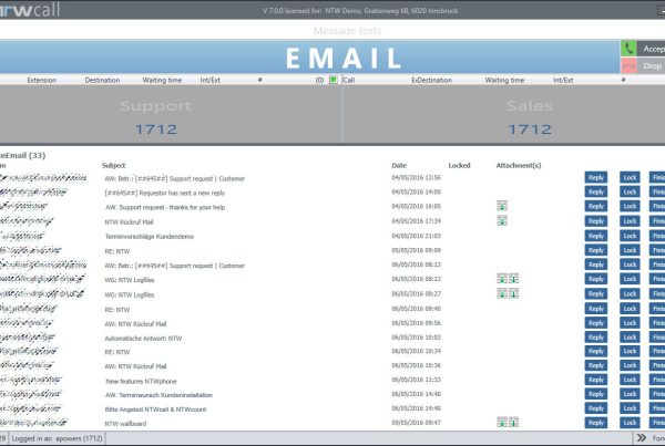 Contact center email channel: process incoming mails