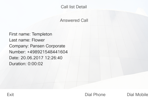Detail view call from call list
